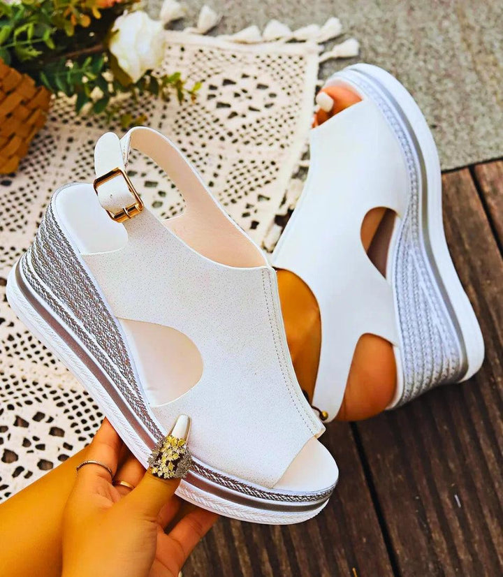 Olivera | Anabela sandale sa platformom i podesivim kaišem