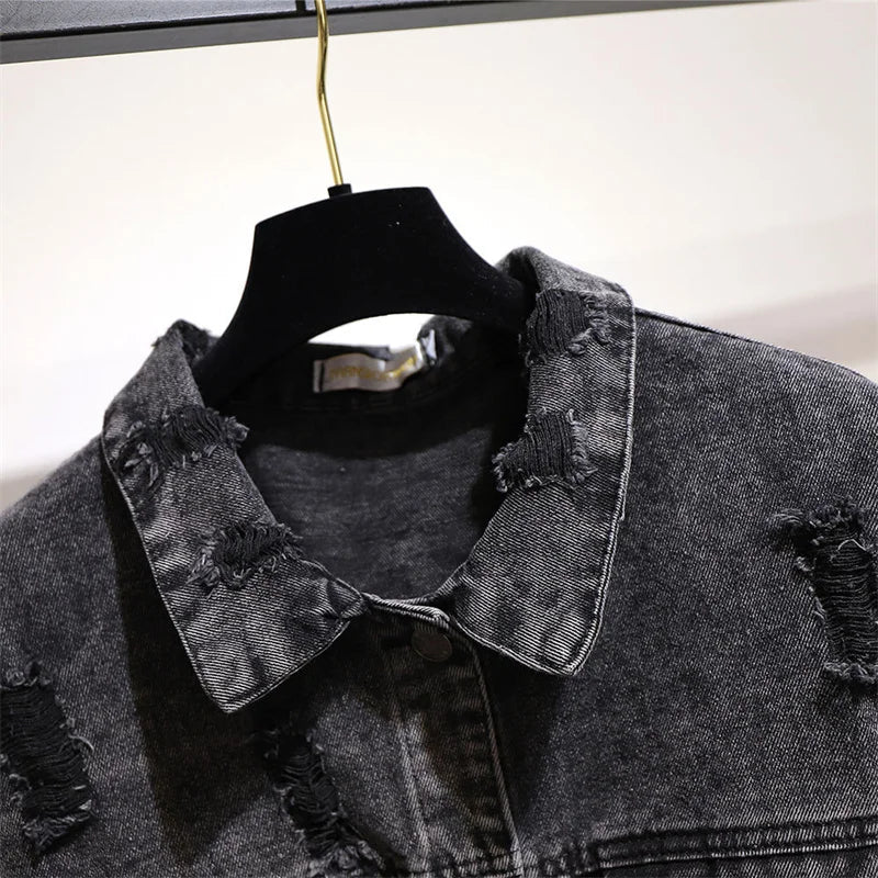 Blair - Oversized Distressed Washed Street Jacket - La femme Toronto