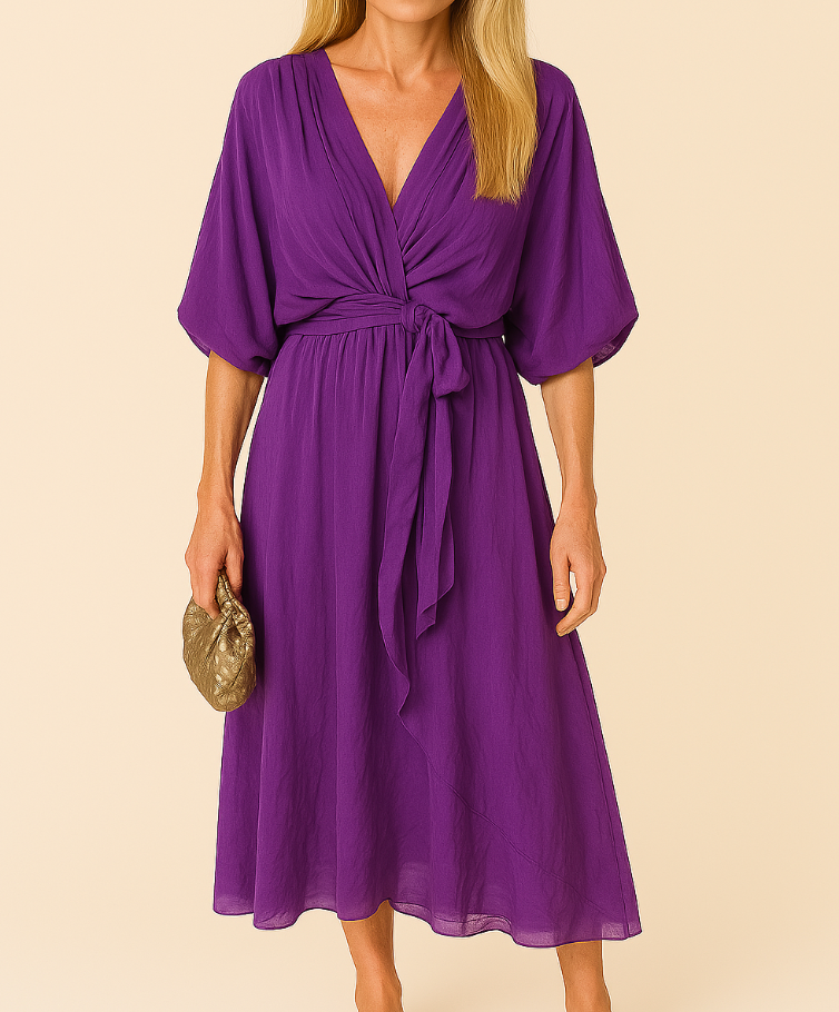 Elisabeth™ | V-neck dress in silky-soft muslin. - La femme Toronto