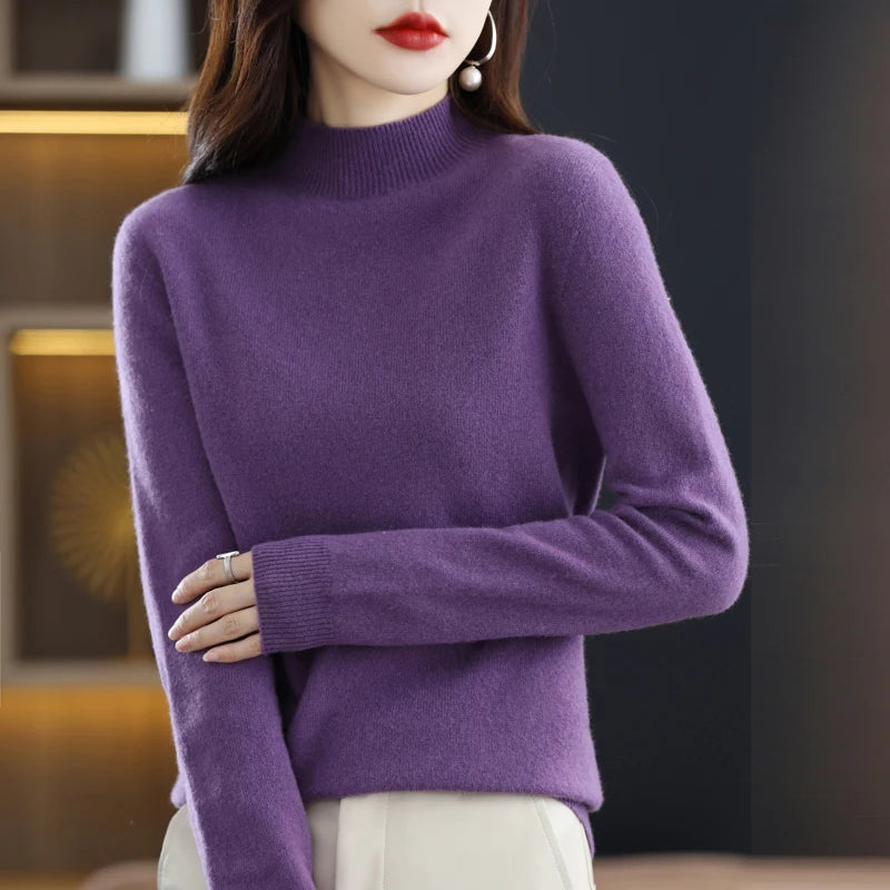 Mona- 100% Pure Wool Half-neck Pullover