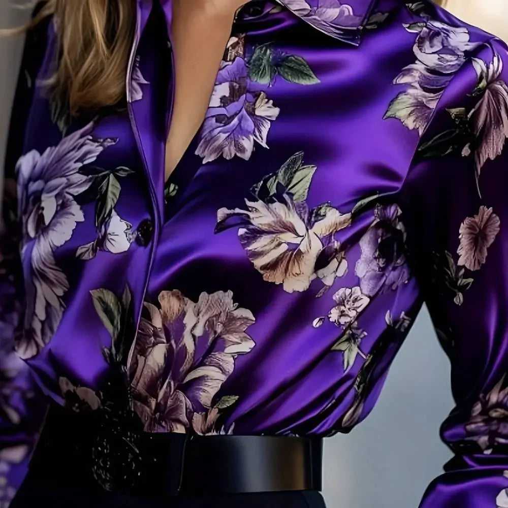 Reena- Satin Floral Print Blouse