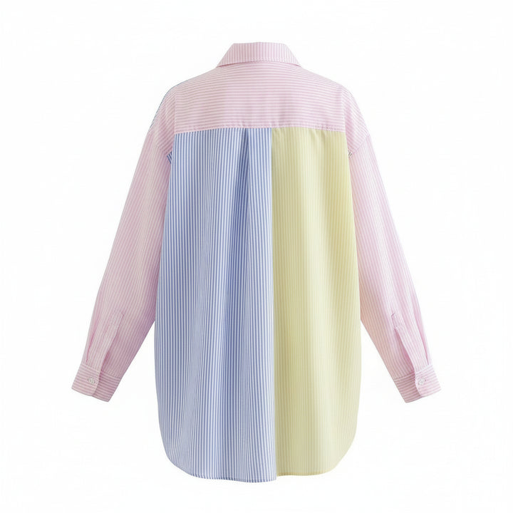 Nena- Oversized Long Sleeve Striped Blouse