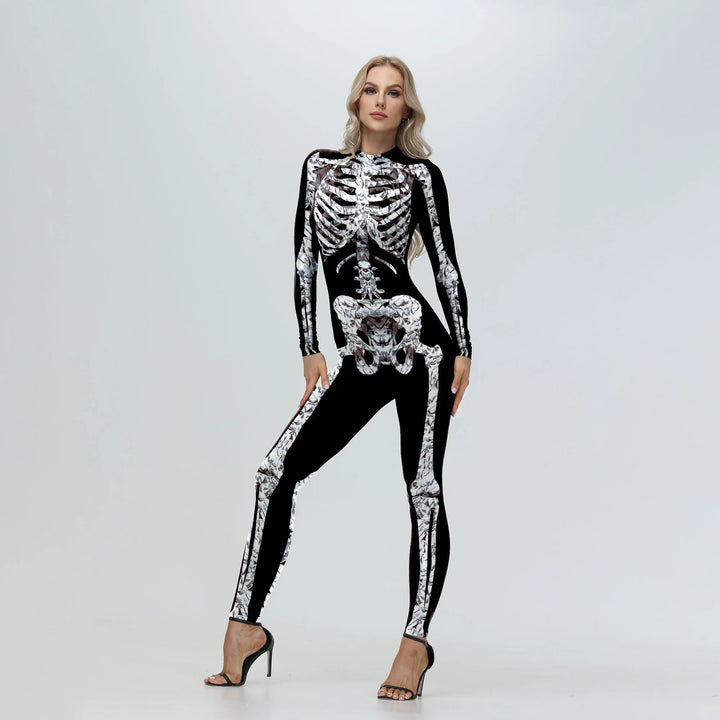 Cosplay Zombie Scary Skeleton Printed Bodysuit Halloween