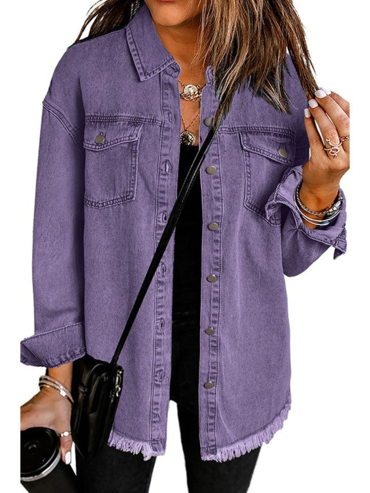 Harper-Denim Button-Up Jacket - La femme Toronto