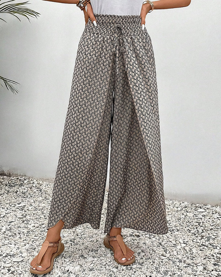 Sahara-Drift Printed Palazzo Trousers - La femme Toronto