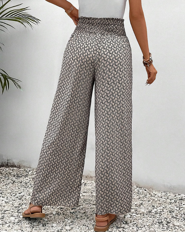 Sahara-Drift Printed Palazzo Trousers - La femme Toronto