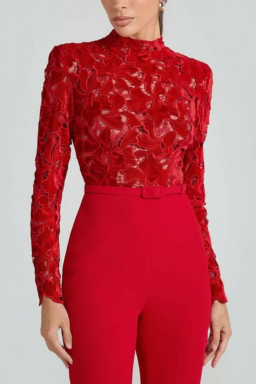 Eleanor- Embroidered Floral Lace Long Sleeve Jumpsuit