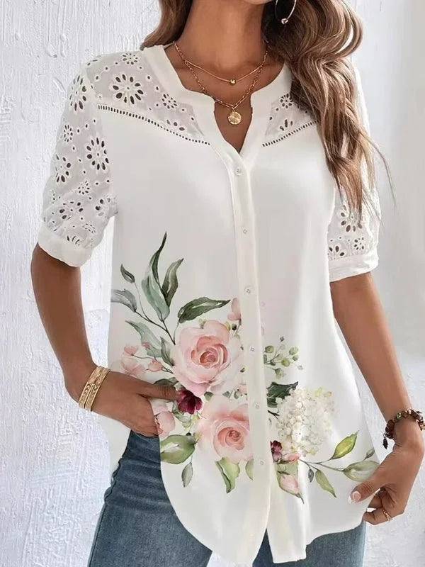 Sophia-lee| Elegant Short-Sleeved Shirt