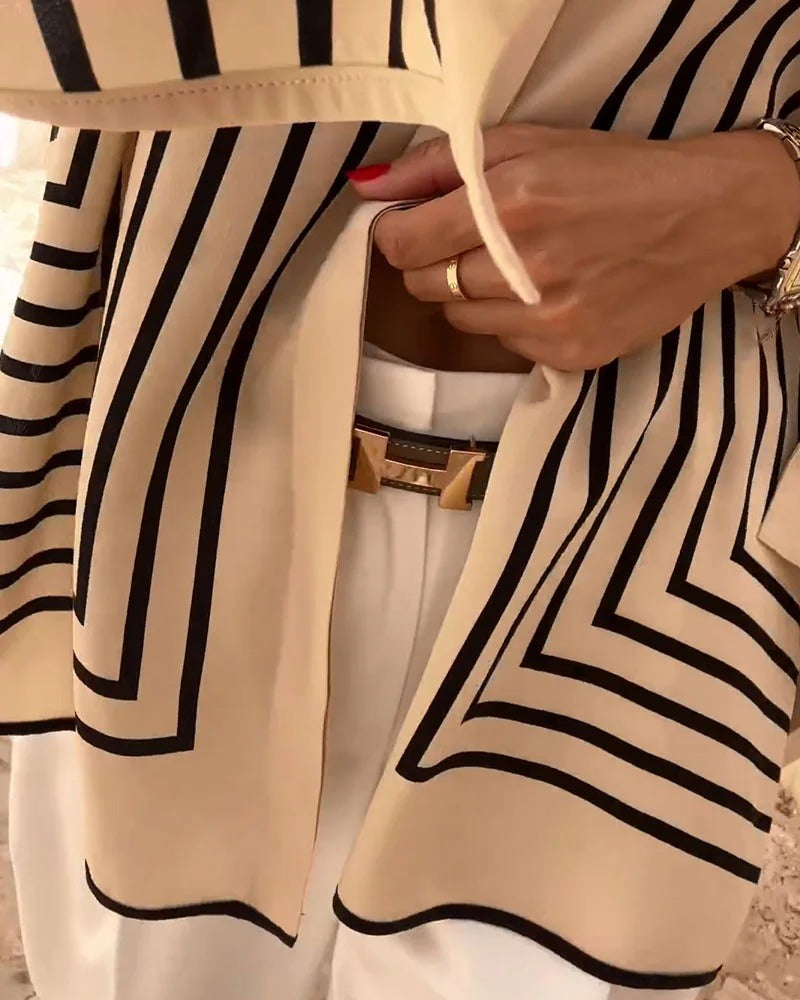 Zena- Casual Split-Striped Shirt