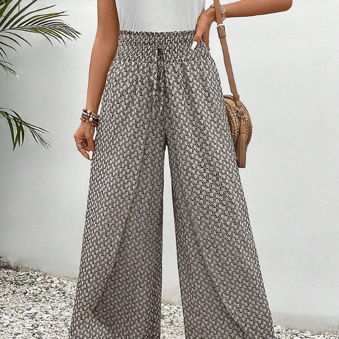 Sahara-Drift Printed Palazzo Trousers - La femme Toronto