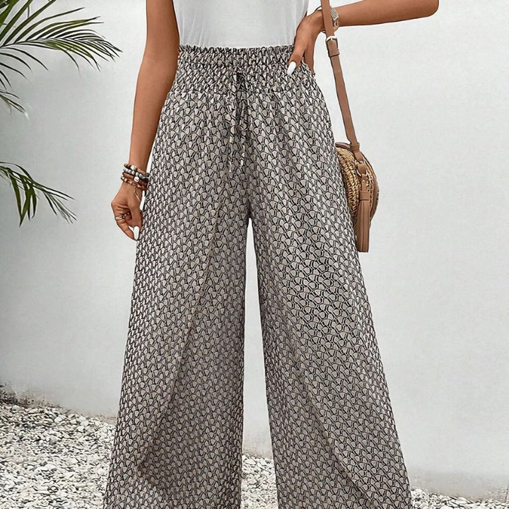 Sahara-Drift Printed Palazzo Trousers - La femme Toronto