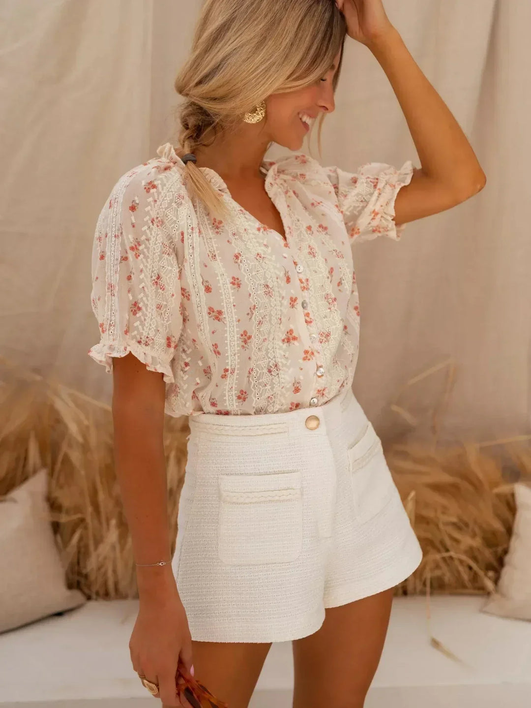 “Elina™ — Floral Blouse with Summer Charm - La femme Toronto