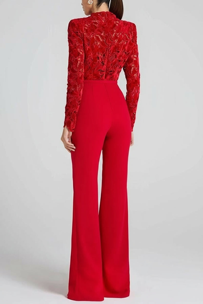 Eleanor- Embroidered Floral Lace Long Sleeve Jumpsuit