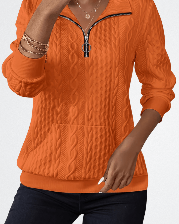 Celeste - Soft Knit Zip Sweater - La femme Toronto