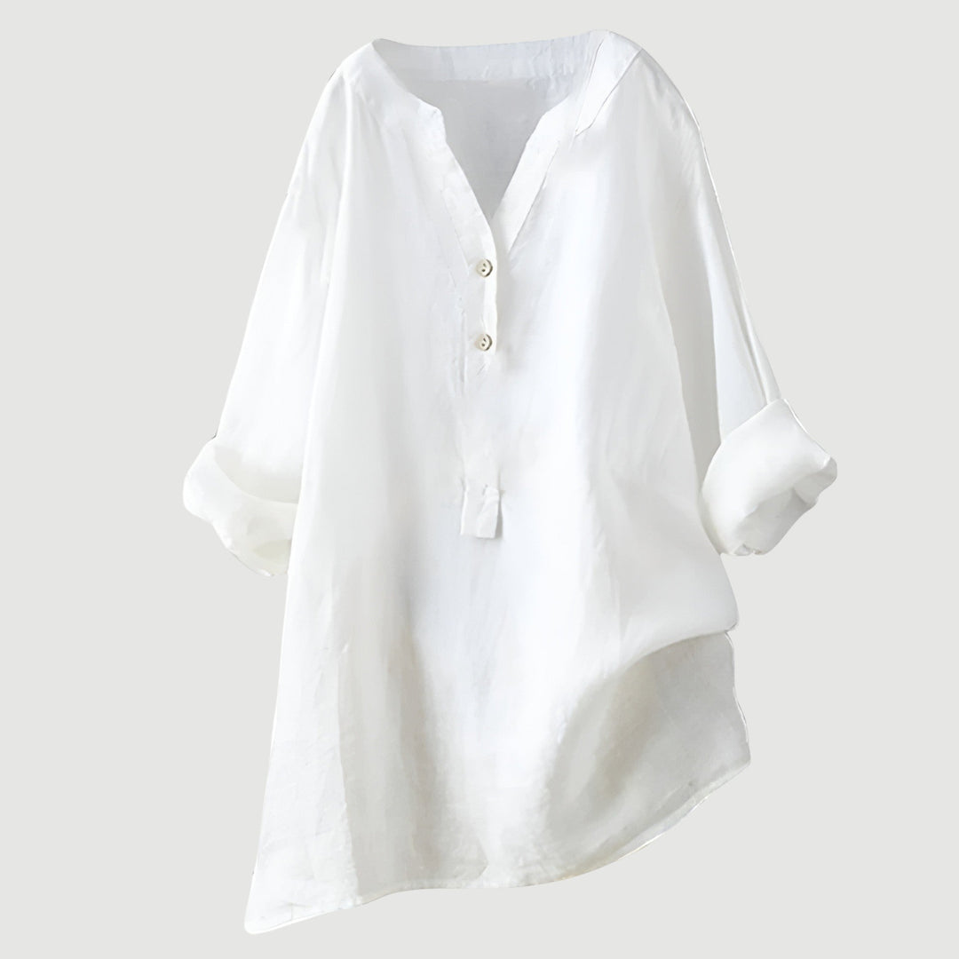Freja™ – Lightweight and Comfortable Linen Shirt with Buttons - La femme Toronto