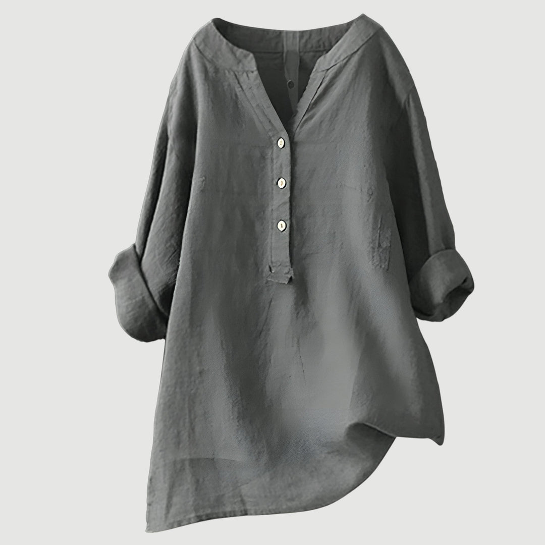Freja™ – Lightweight and Comfortable Linen Shirt with Buttons - La femme Toronto
