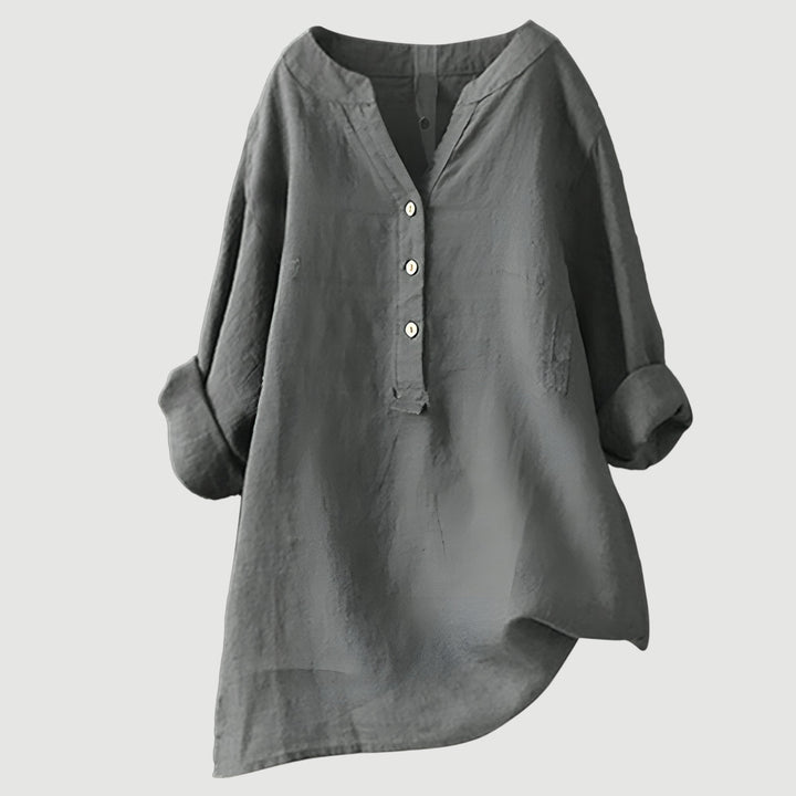 Freja™ – Lightweight and Comfortable Linen Shirt with Buttons - La femme Toronto