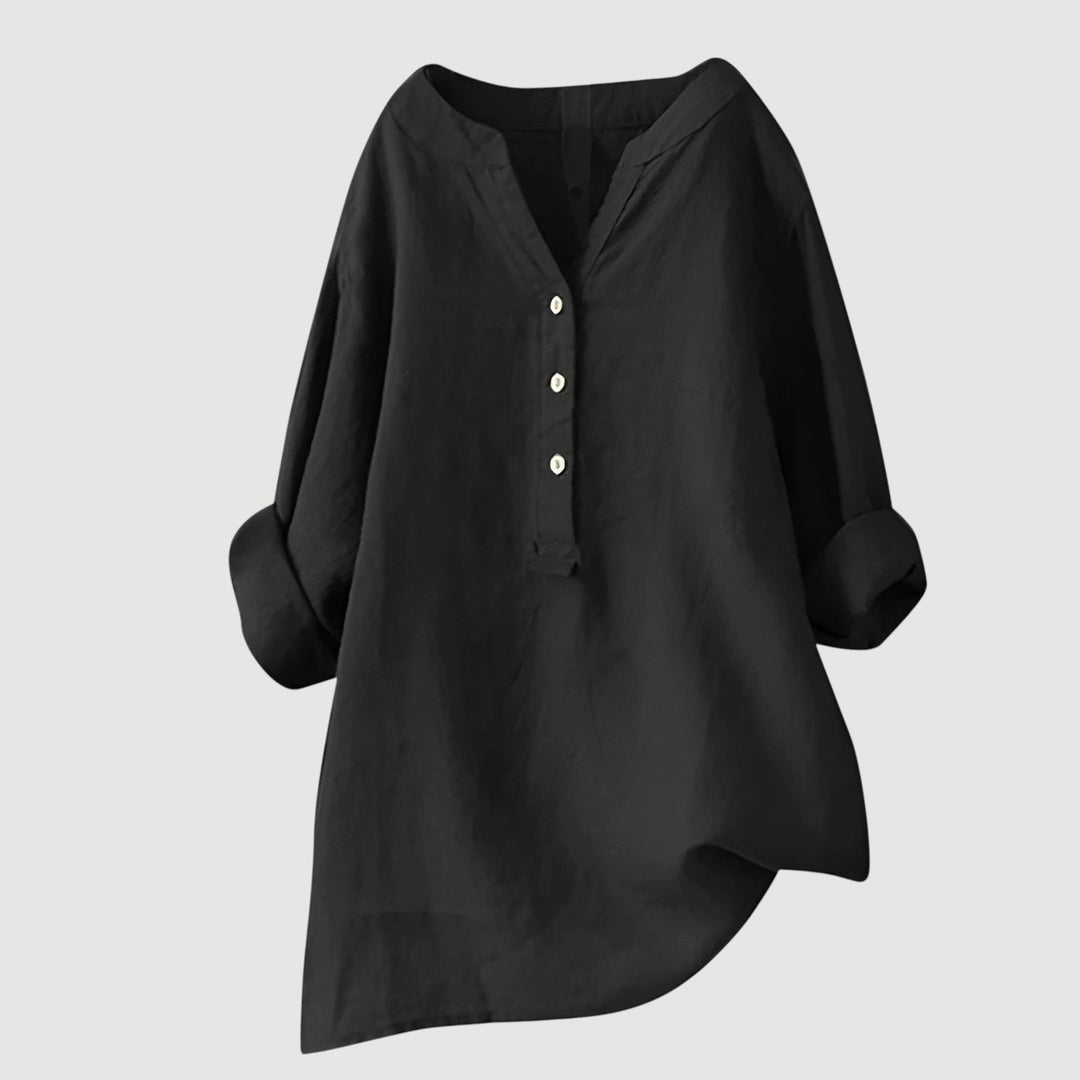 Freja™ – Lightweight and Comfortable Linen Shirt with Buttons - La femme Toronto