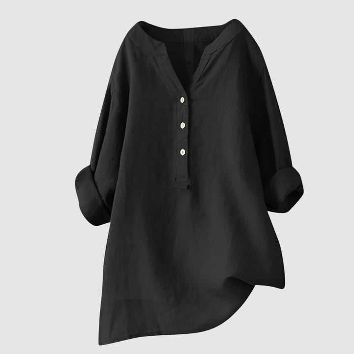 Freja™ – Lightweight and Comfortable Linen Shirt with Buttons - La femme Toronto