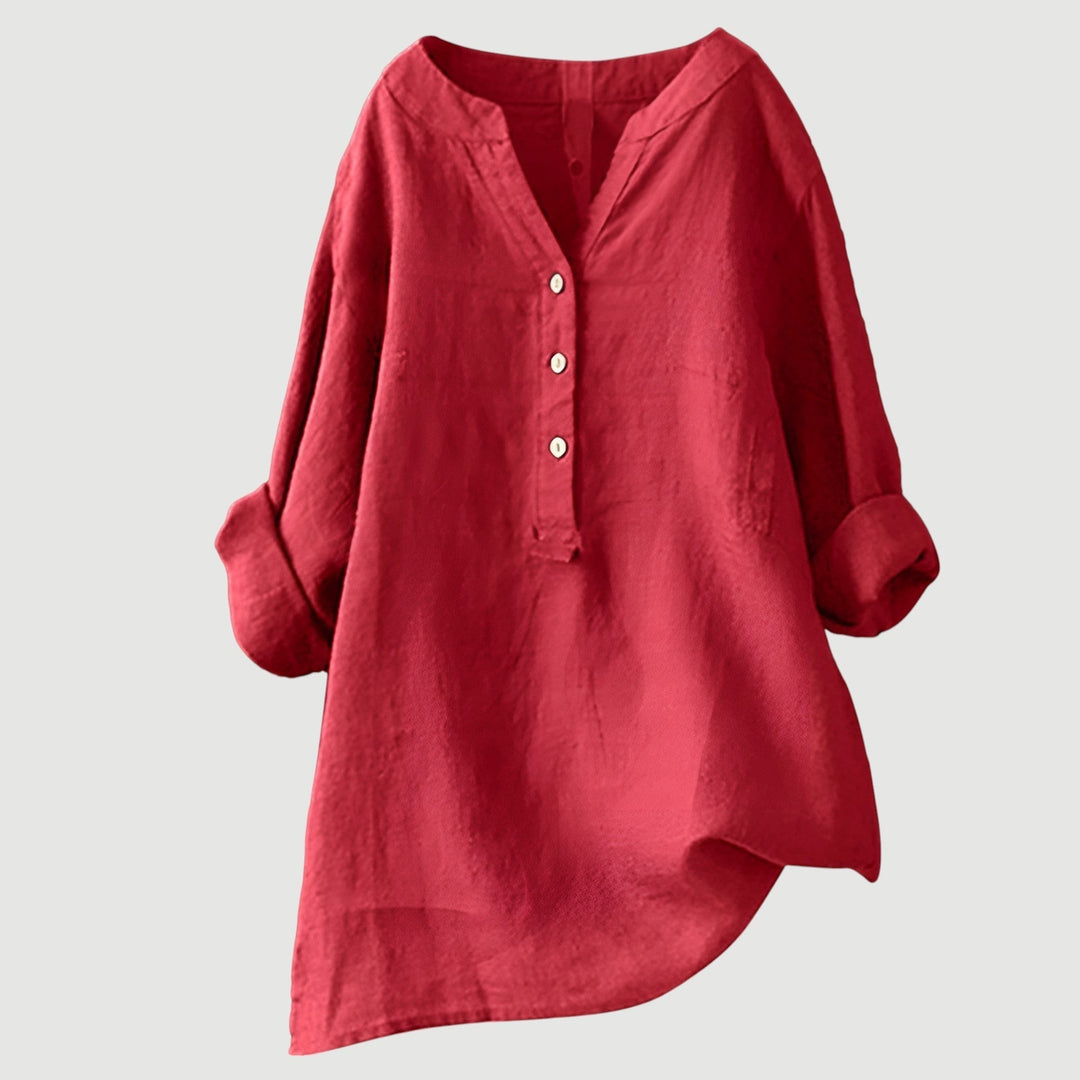 Freja™ – Lightweight and Comfortable Linen Shirt with Buttons - La femme Toronto