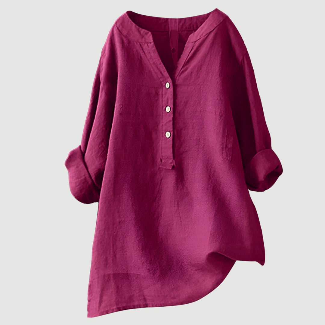 Freja™ – Lightweight and Comfortable Linen Shirt with Buttons - La femme Toronto