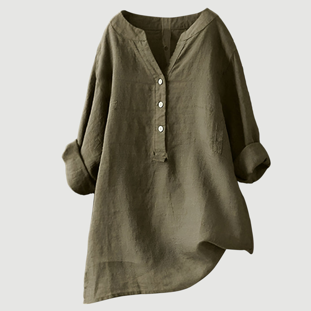 Freja™ – Lightweight and Comfortable Linen Shirt with Buttons - La femme Toronto