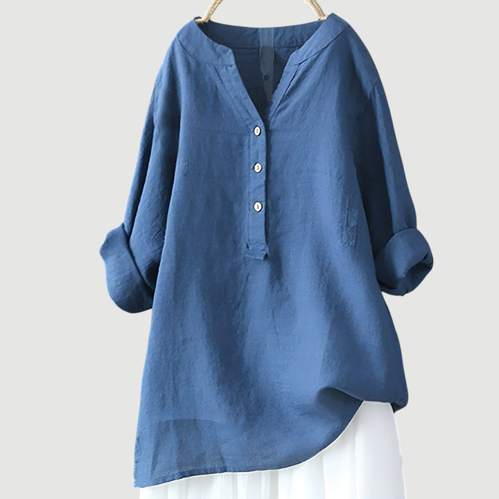 Freja™ – Lightweight and Comfortable Linen Shirt with Buttons - La femme Toronto