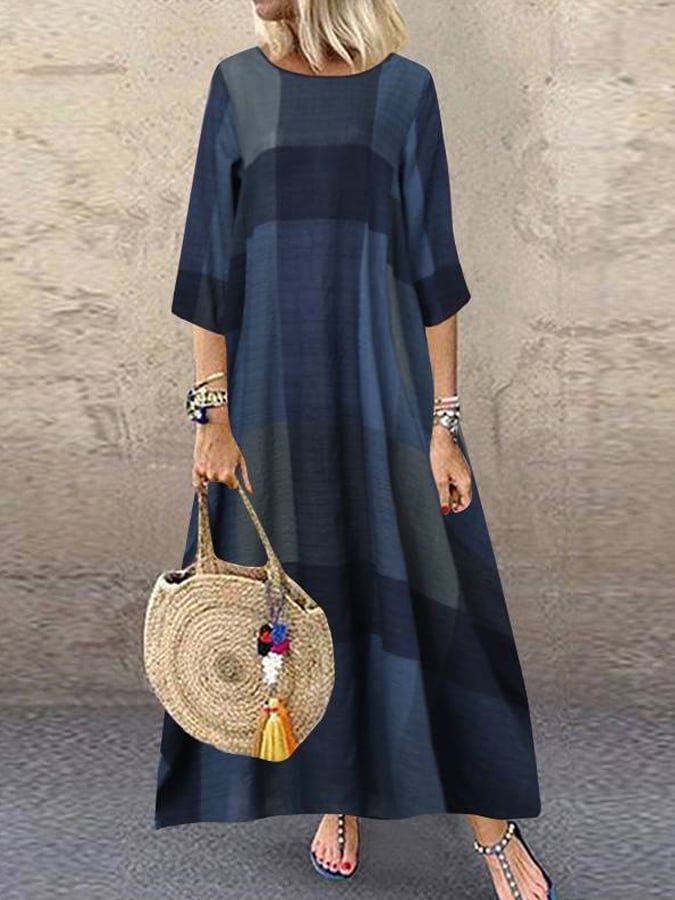 Viola - Soft Plaid Maxi Dress - La femme Toronto