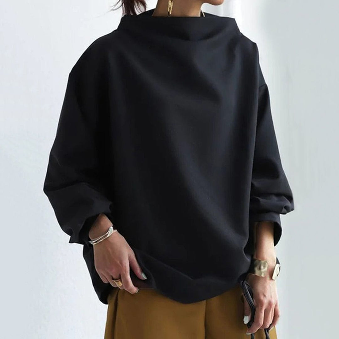 Elly | High-Neck Soft Knit Top - La femme Toronto