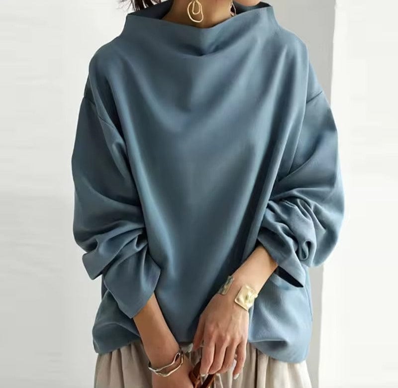 Elly | High-Neck Soft Knit Top - La femme Toronto