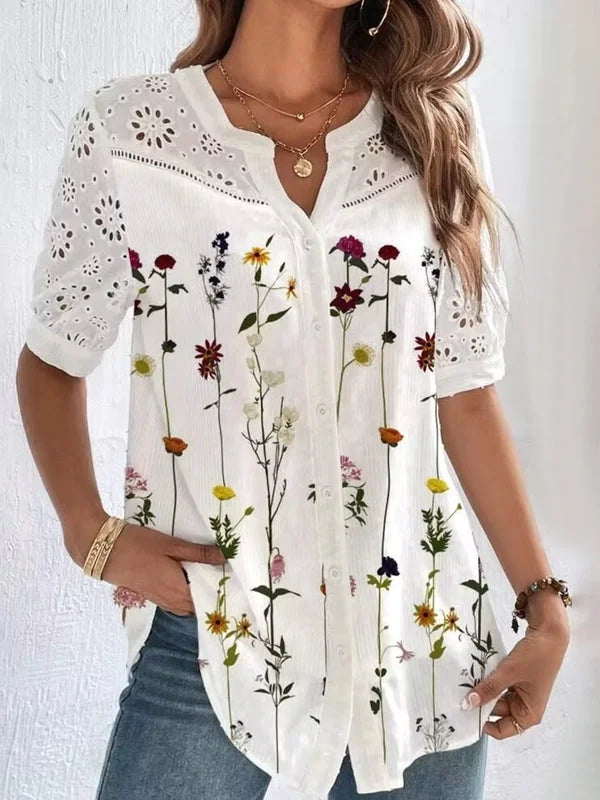 Sophia-lee| Elegant Short-Sleeved Shirt