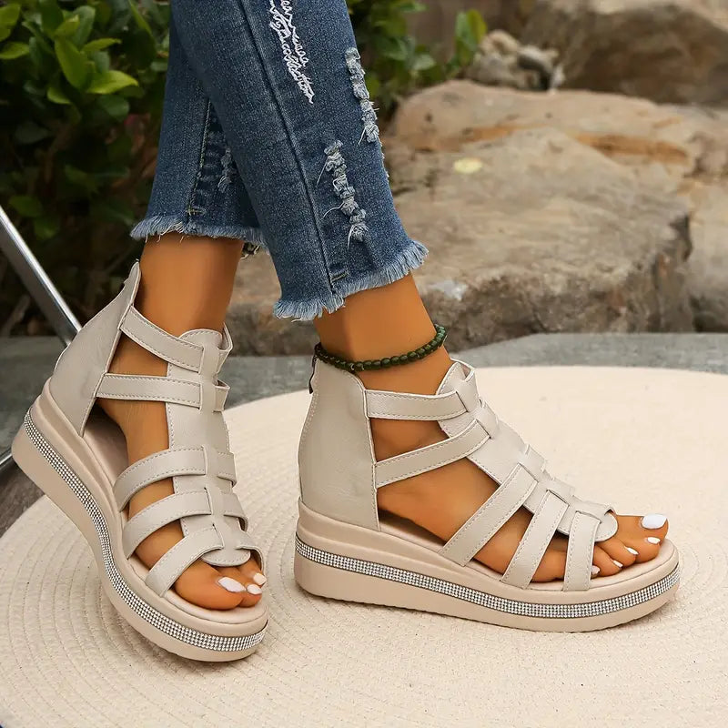 CHLOE - Elegant Wedge Sandals - La femme Toronto
