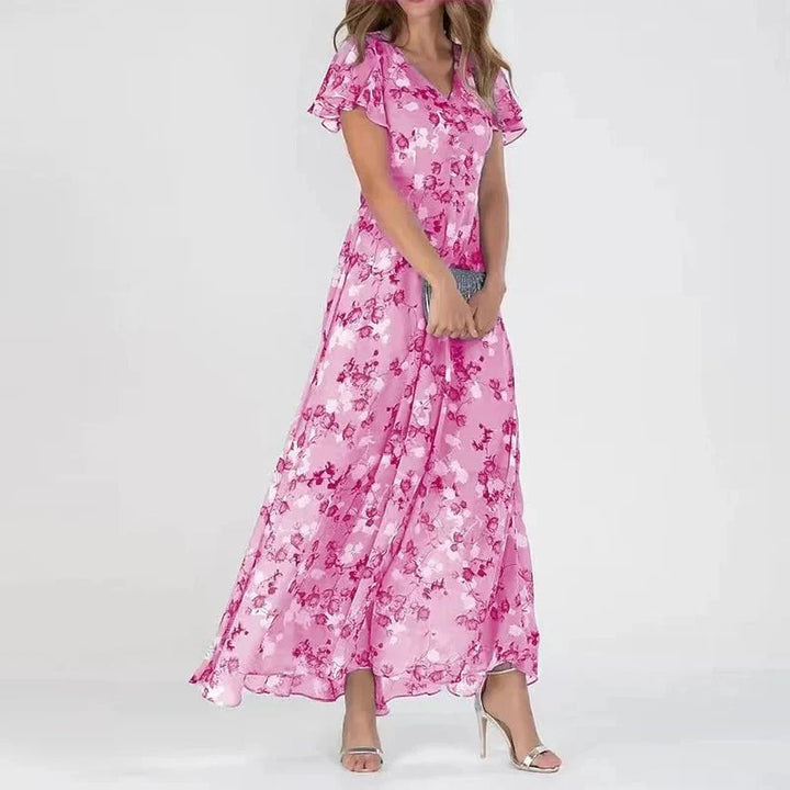 ALTHEA | SHORT-SLEEVED FLORAL DRESS - La femme Toronto