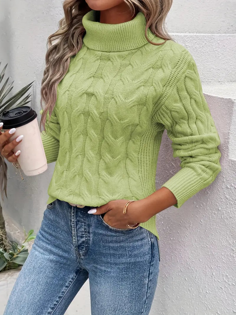 MAIKA™ - Cable Knit Turtleneck Sweater - La femme Toronto