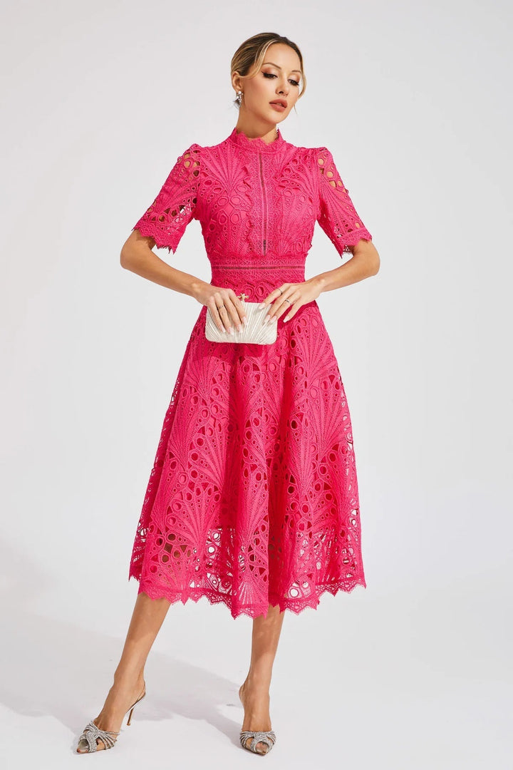 TINA | ELEGANT FLOWER EMBROIDERED DRESS - La femme Toronto