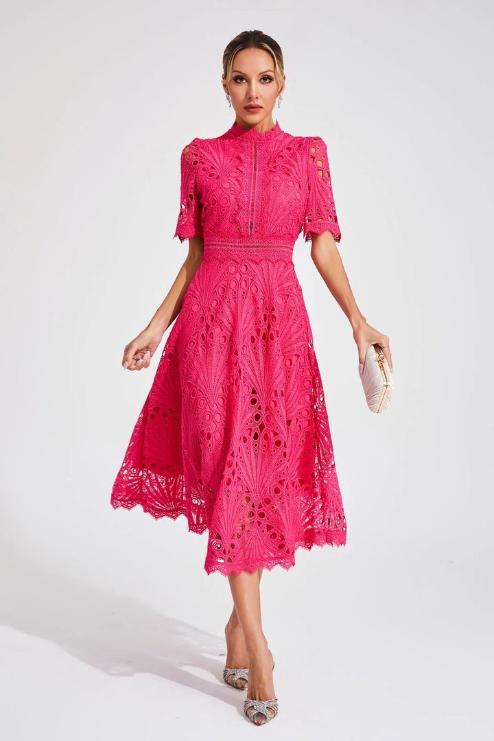 TINA | ELEGANT FLOWER EMBROIDERED DRESS - La femme Toronto