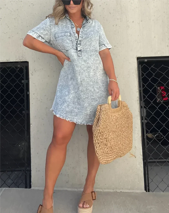 Vera - Denim Shirt Dress - La femme Toronto