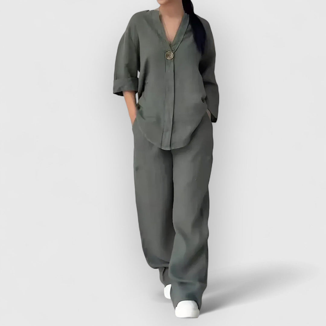 THE MARGHERITA | RELAXED LINEN TWO-PIECE SET - La femme Toronto