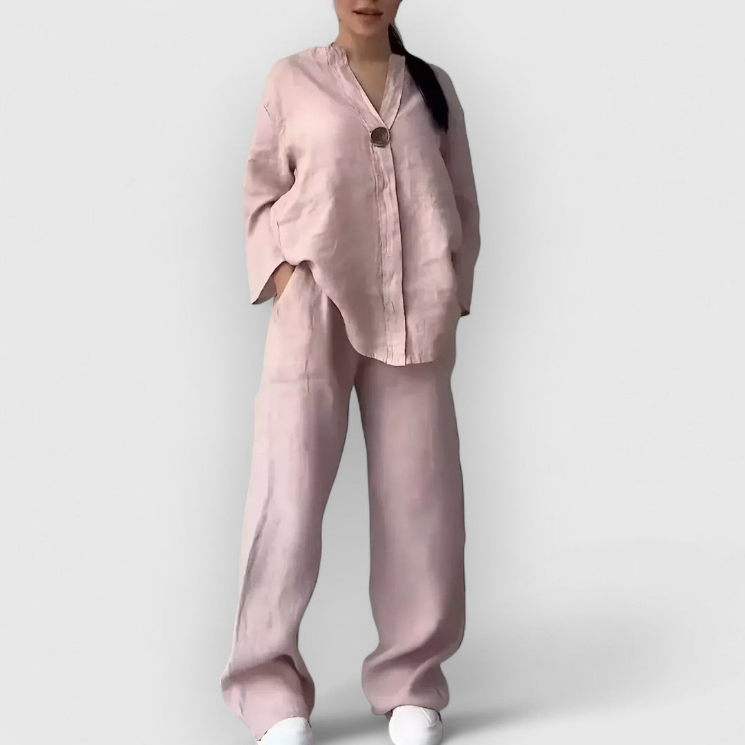 THE MARGHERITA | RELAXED LINEN TWO-PIECE SET - La femme Toronto