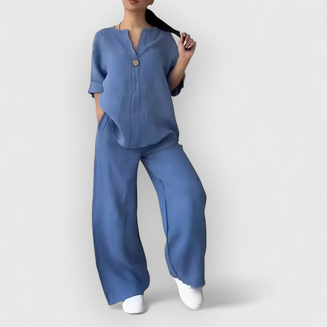 THE MARGHERITA | RELAXED LINEN TWO-PIECE SET - La femme Toronto