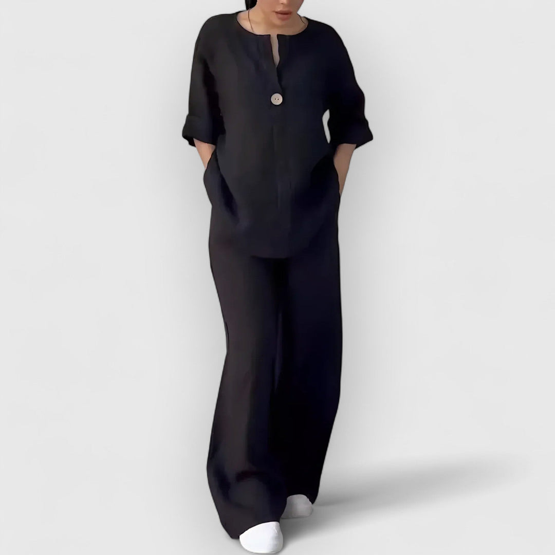 THE MARGHERITA | RELAXED LINEN TWO-PIECE SET - La femme Toronto