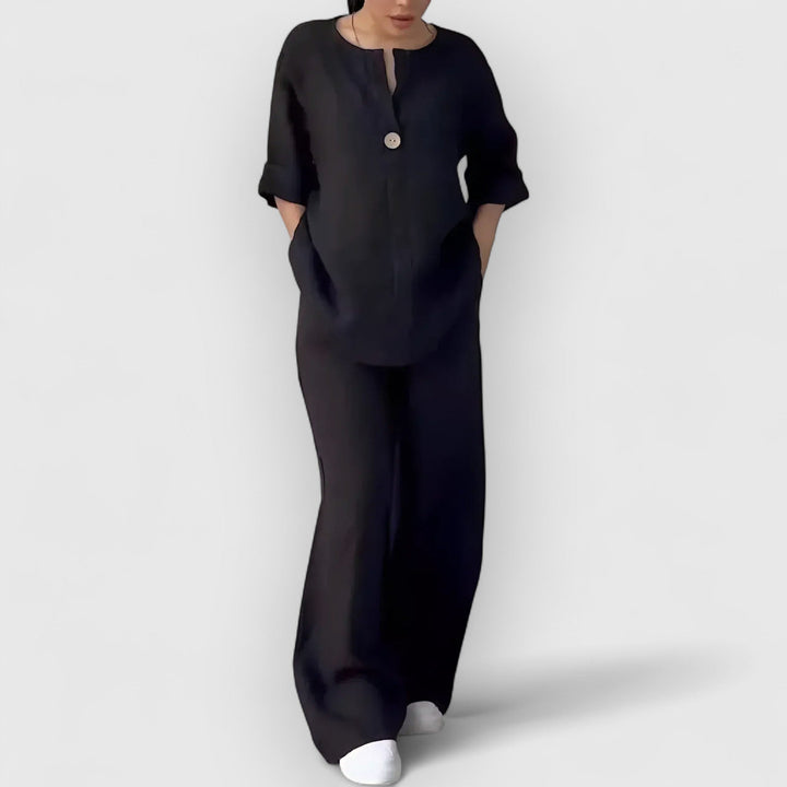 THE MARGHERITA | RELAXED LINEN TWO-PIECE SET - La femme Toronto