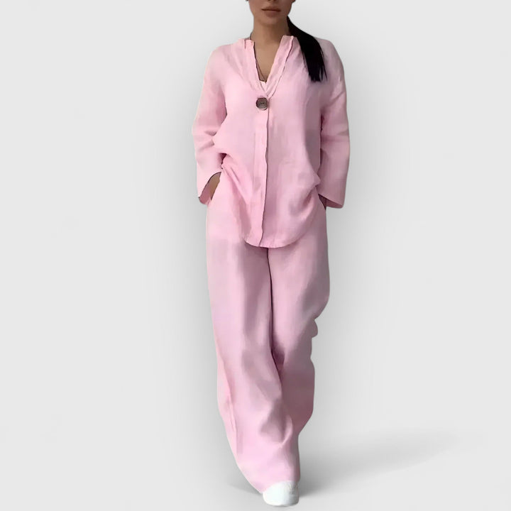 THE MARGHERITA | RELAXED LINEN TWO-PIECE SET - La femme Toronto