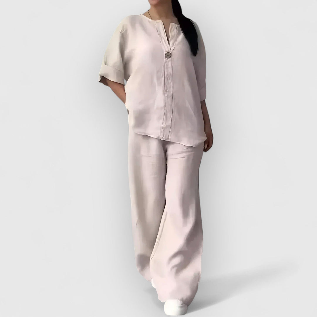 THE MARGHERITA | RELAXED LINEN TWO-PIECE SET - La femme Toronto