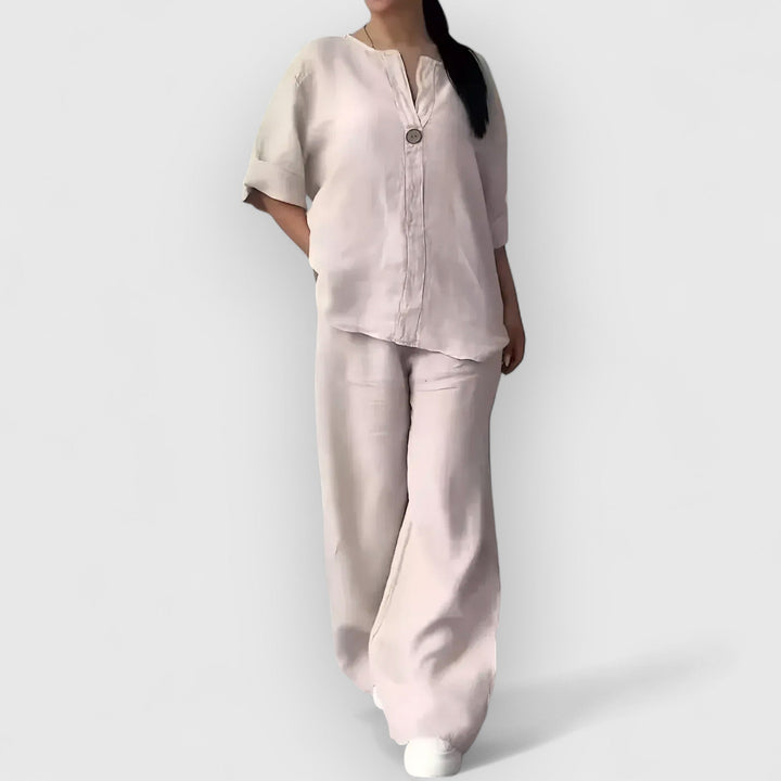 THE MARGHERITA | RELAXED LINEN TWO-PIECE SET - La femme Toronto