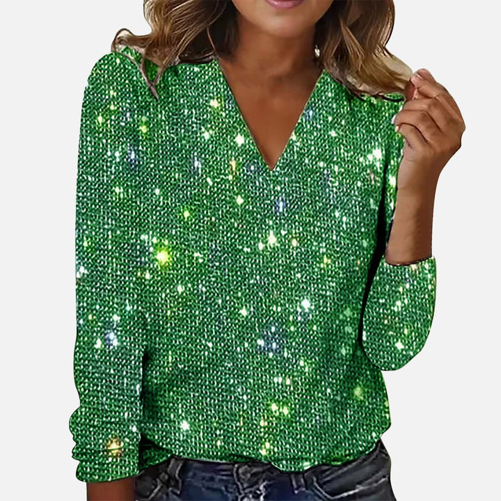 Jade | V-Neck Diamond Blouse - La femme Toronto