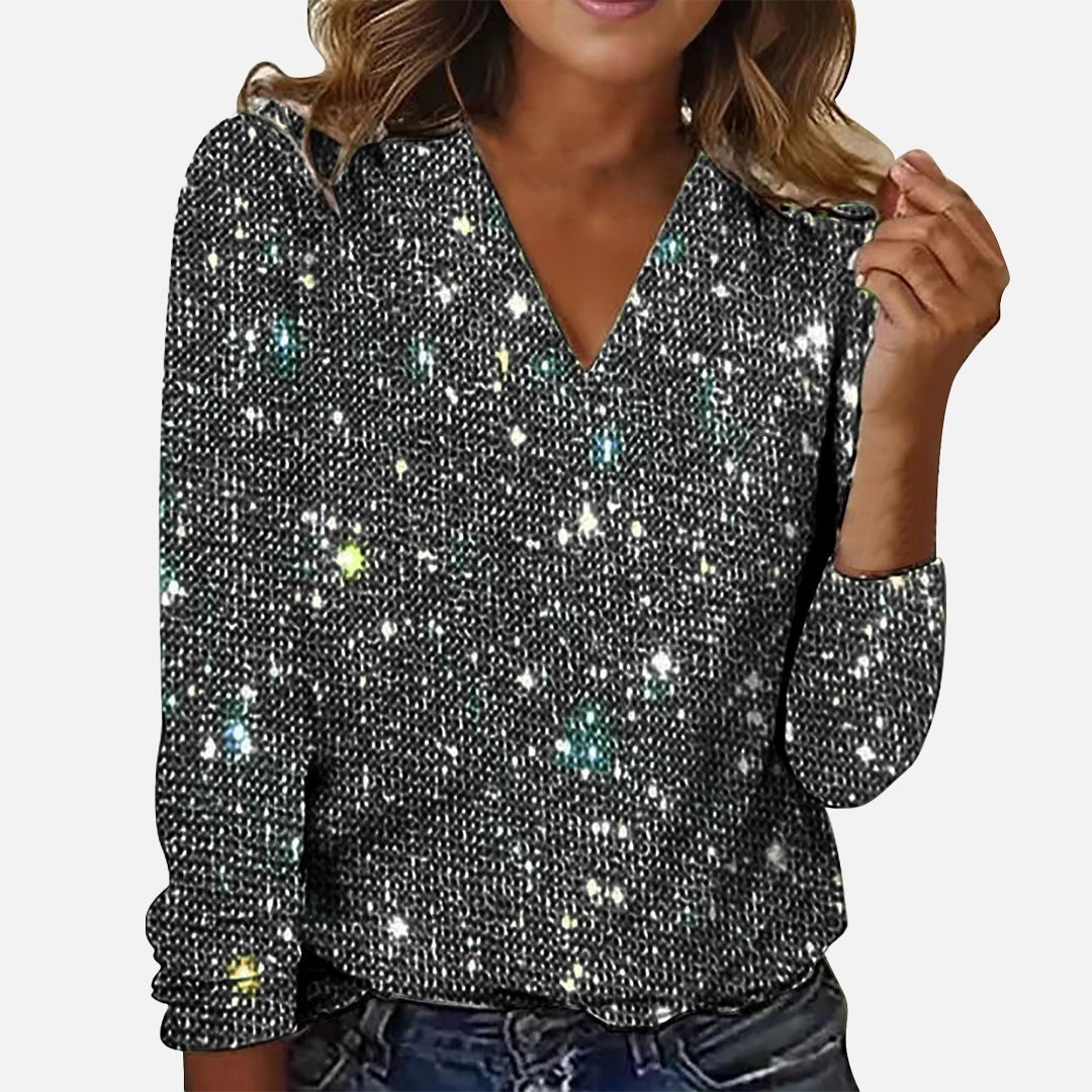 Jade | V-Neck Diamond Blouse - La femme Toronto