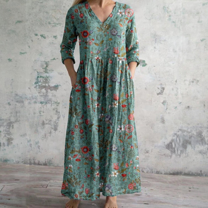 ANNE - LONG FLORAL MAXI DRESS - La femme Toronto