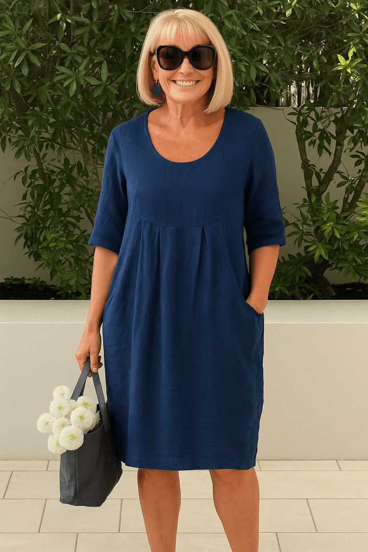 Julia | Linen pocket dress for everyday wear - La femme Toronto