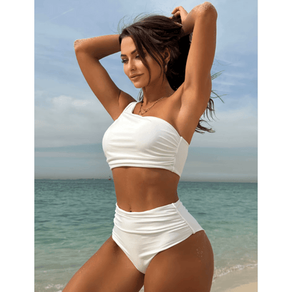 One Shoulder High Waisted Bikini Set - La femme Toronto